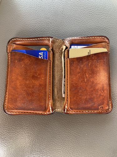 Customer photo review of No.52 | 'Natural Oak' Vertical Leather Wallet For Men