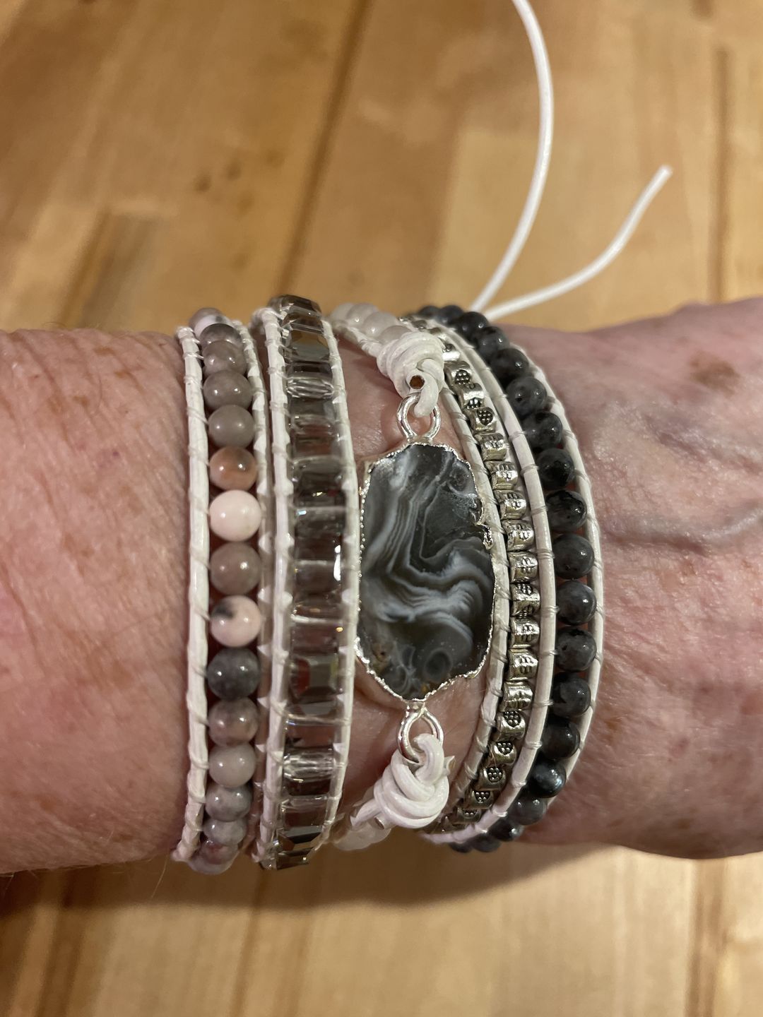 Customer photo review of Magical White Labradorite & Druzy Bracelet