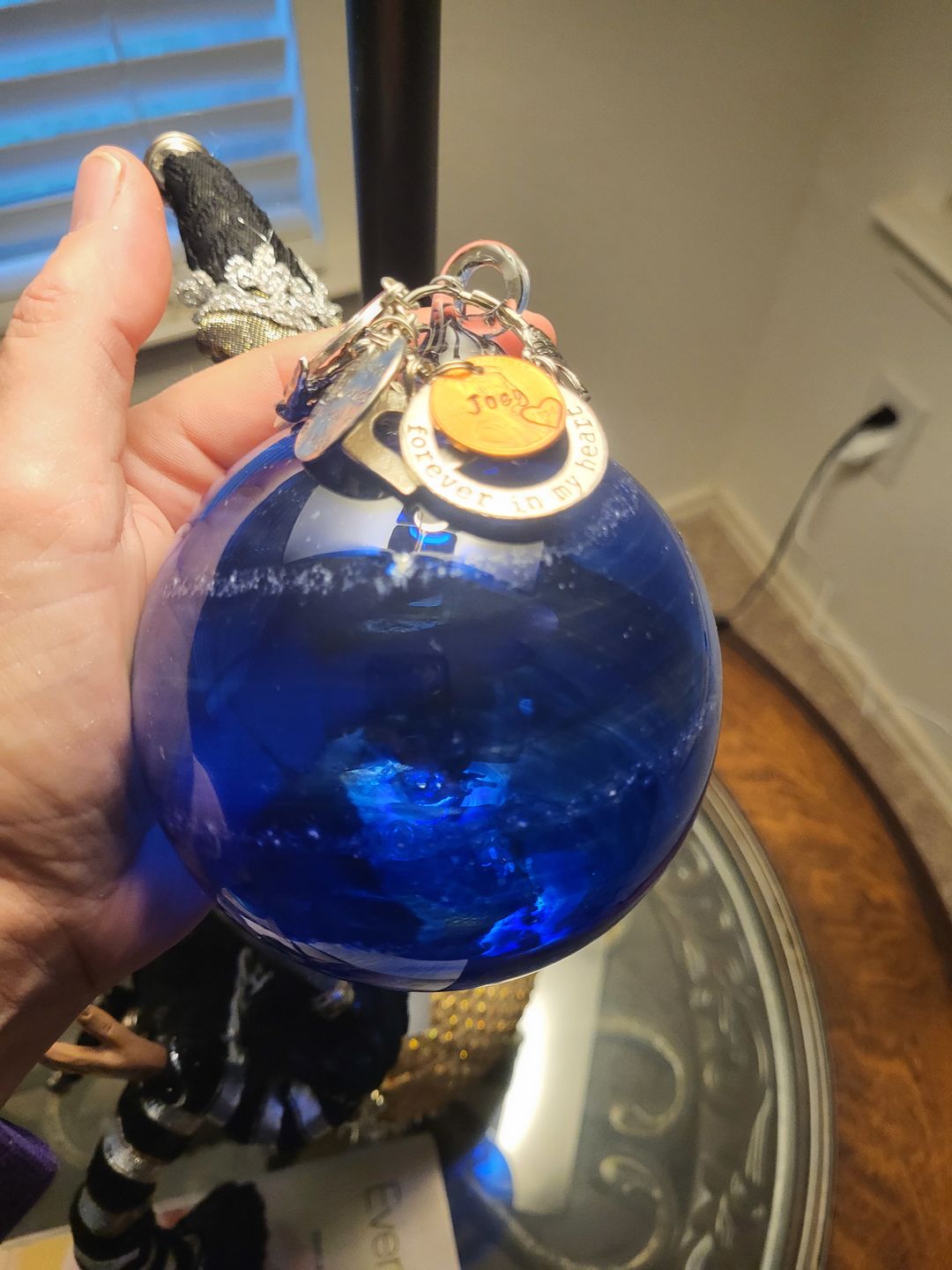Customer photo review of Glass Christmas Ornament with Cremation Ashes