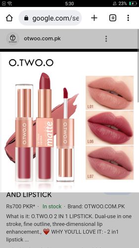 Customer photo review of O.TWO.O 2 IN 1 LIP GLAZE AND LIPSTICK