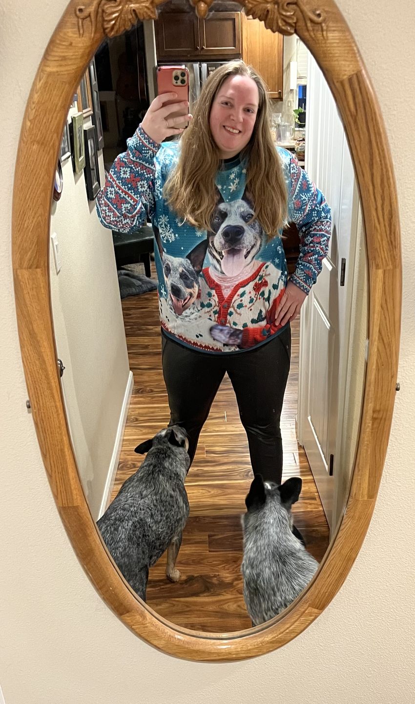 Customer photo review of Ugly Sweater Custom Mutiple Pets