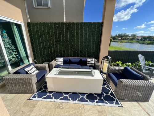 Customer photo review of Malmo 4 Piece Outdoor Patio Conversation Sofa Set (L) In Gray