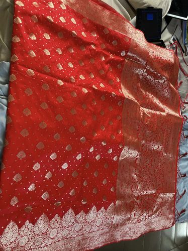 Customer photo review of HIBISCUS RED WOVEN BANARASI SILK SAREE
