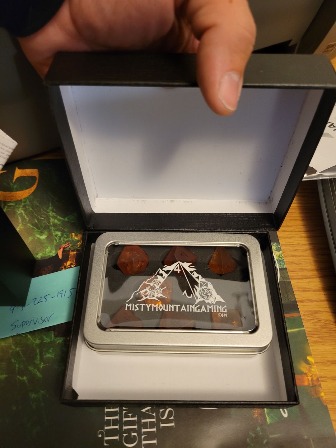 Customer photo review of GATES OF HELHEIM RAISED LAVA GLASS DICE SET