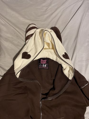 Customer photo review of Bunny Hoodie With Plush Ears (CREAM/BROWN)