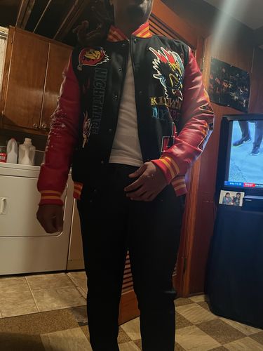 Customer photo review of Varsity Molton Wool Jacket (Black)