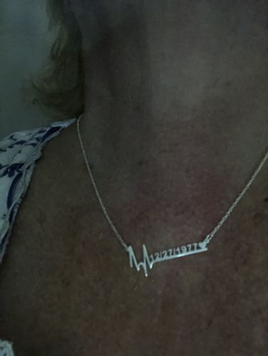 Customer photo review of Special Date Heart Beat Necklace