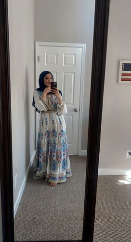 Customer photo review of Bridal White/Blue Moroccan Style Full Embroidered Kaftan