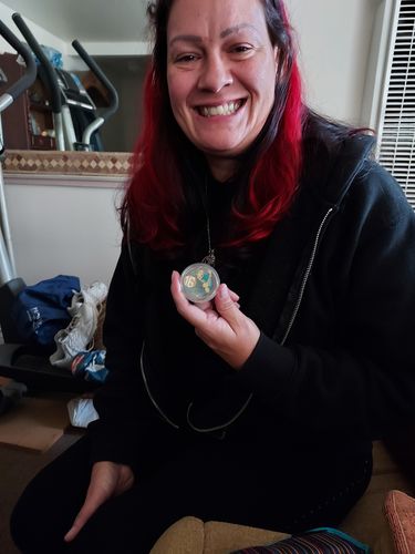 Customer photo review of 1 to 50 Year Rosie Recovery Strength AA/NA Medallions - Tri-Plate Chips/Coins