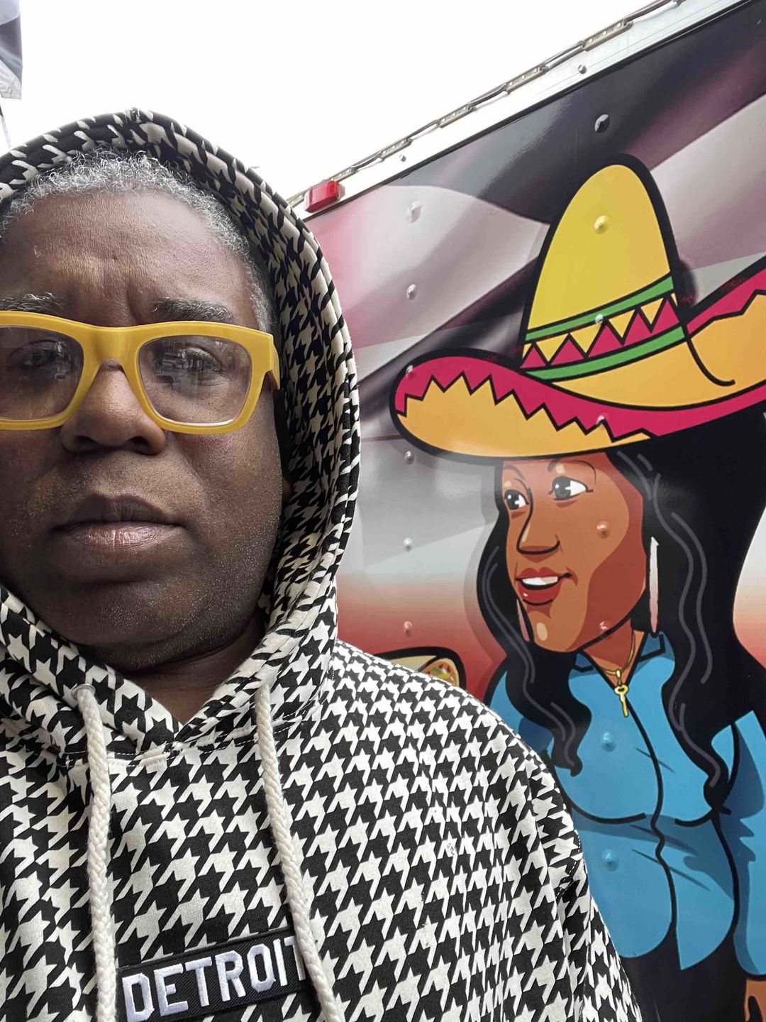 Customer photo review of Ink Detroit Premium Heavyweight Hoodie - Houndstooth