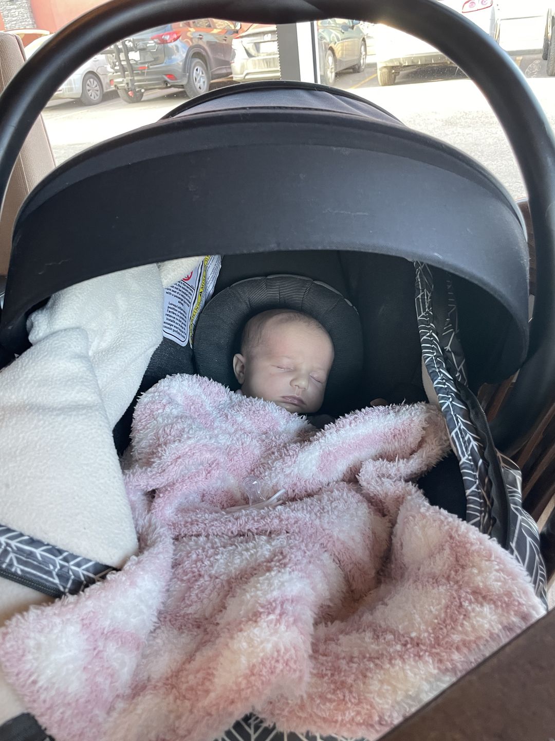 Customer photo review of Tan & White Cow Print Toddler Blanket