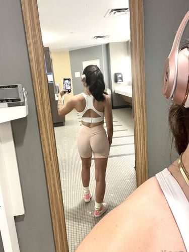 Customer photo review of White Twist Sports Bra