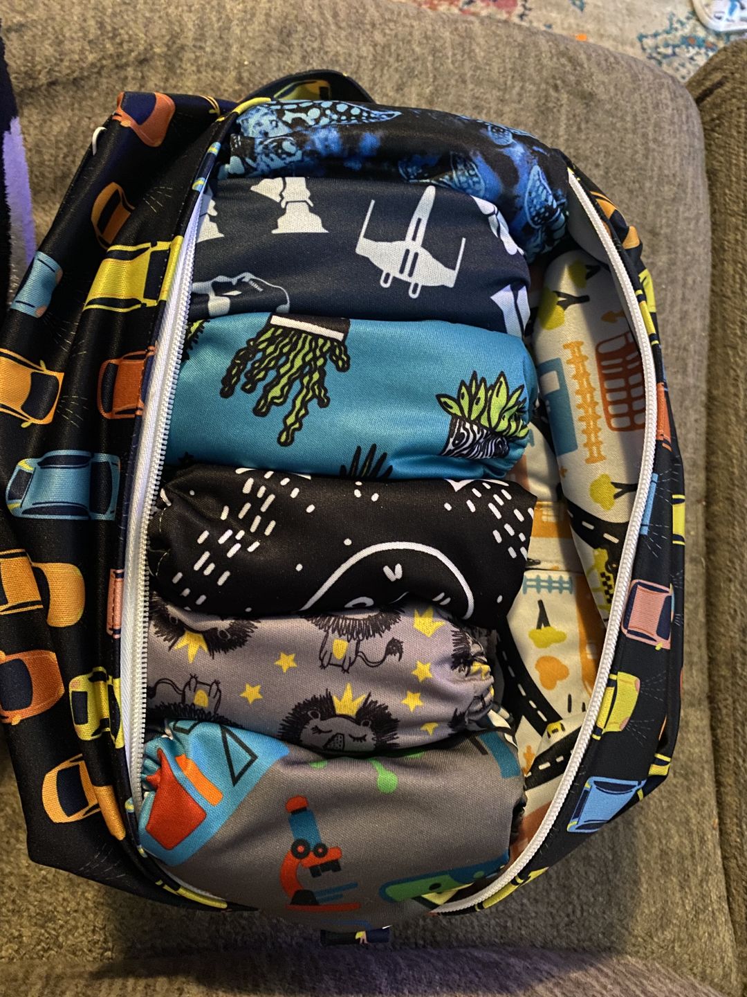 Customer photo review of Patterned Water Resistant Diaper Pod Travel Cube