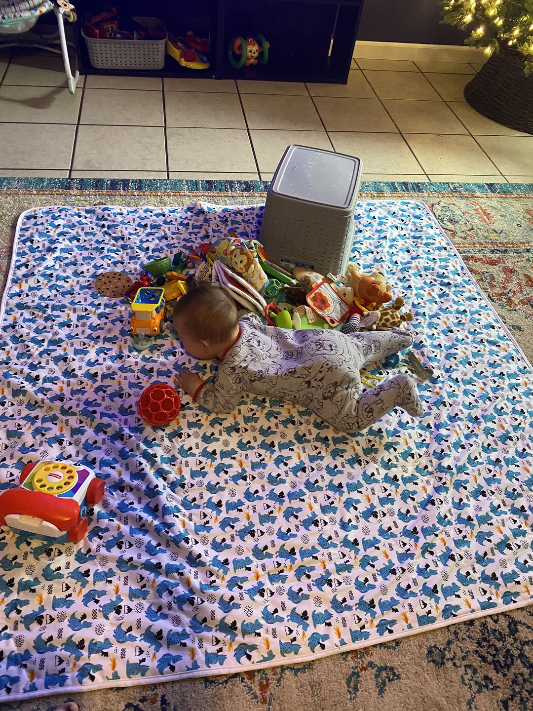 Customer photo review of Basics Patterned Machine Washable Reversible Indoor/Outdoor Play Mat
