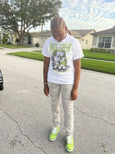 Customer photo review of Dunk Low 'Chlorophyll' DopeSkill T-Shirt Real Lover Graphic