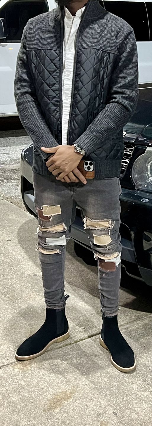 Customer photo review of Quilted Patchwork Zip Up Sweater