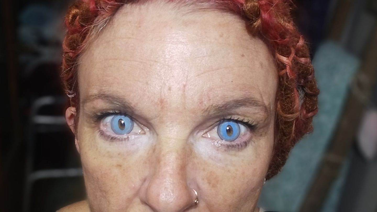 Customer photo review of Cosplay Ragdoll Cat Blue Colored Contact Lenses
