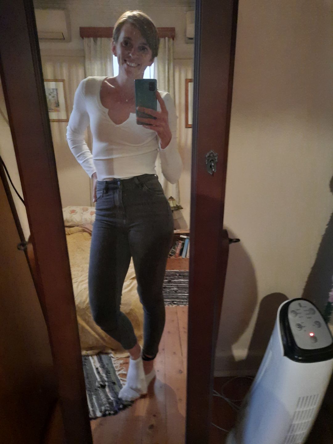 Customer photo review of Impact High Waisted Skinny Jeans - Grey