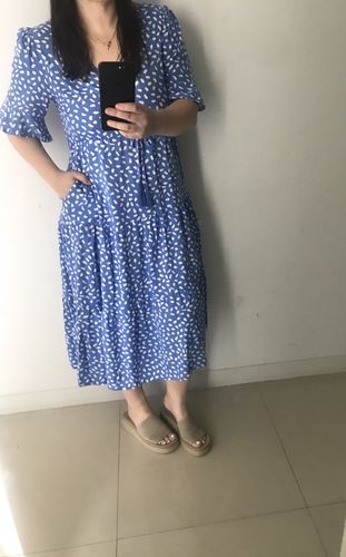 Customer photo review of Jeannie Midi Spot Dress In Powder Blue
