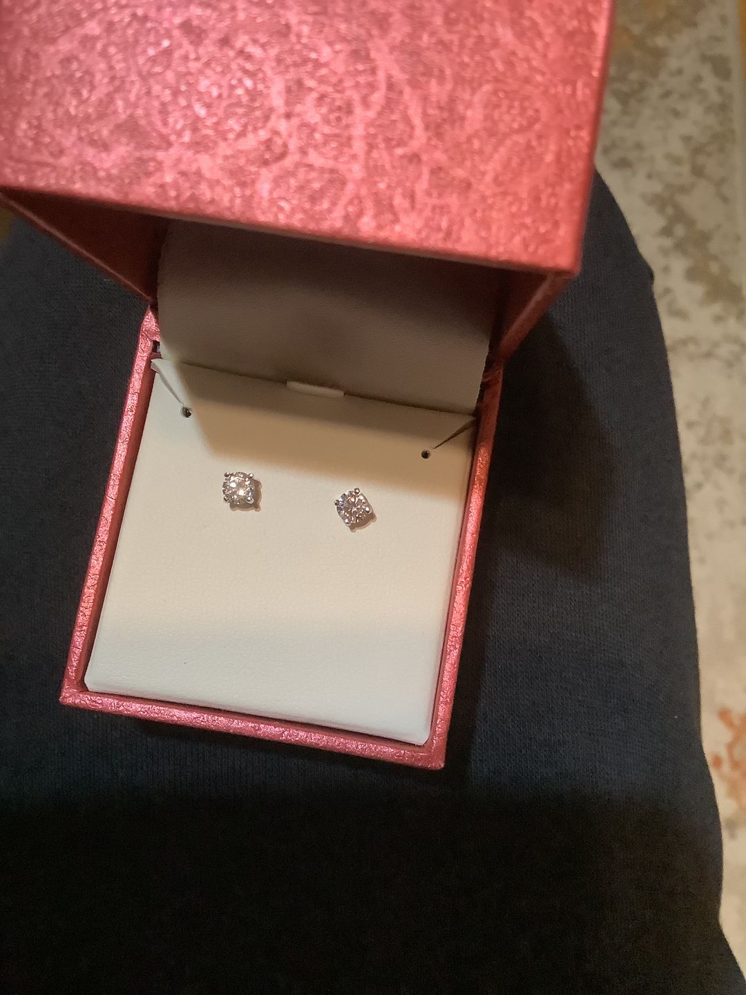 Customer photo review of Solitaire CZ Stud Earrings in Sterling Silver