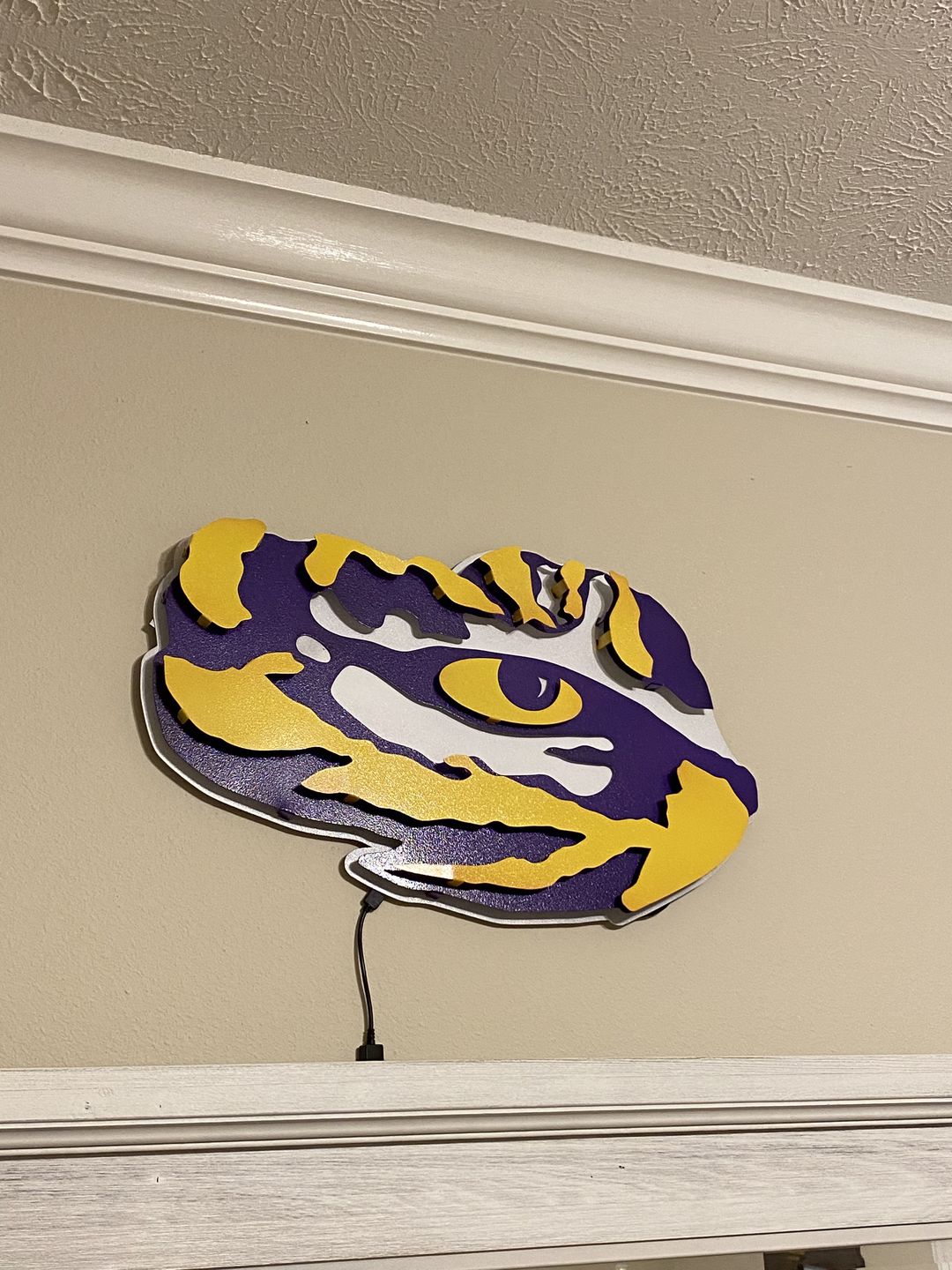 Customer photo review of LSU "Tiger Eye" 3D Vintage Metal Wall Art
