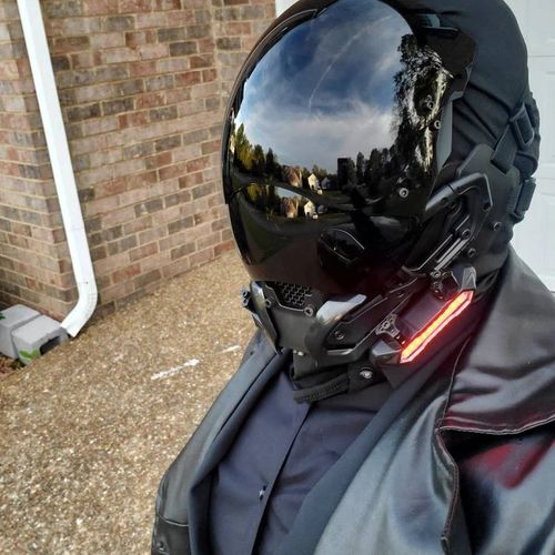 Customer photo review of Cyberpunk Hide Helmet