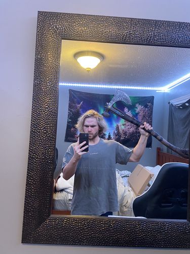 Customer photo review of Hand-forged Leviathan axe with leather wrap
