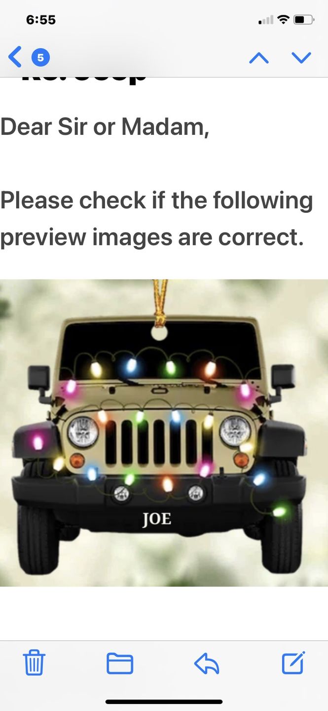 Customer photo review of Personalized Car Acrylic Christmas Ornament
