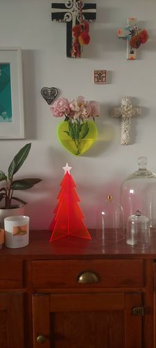 Customer photo review of Acyclic 12inch Fluro pink Christmas tree with star