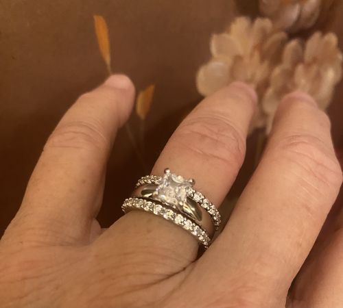 Customer photo review of Solitaire 1.2ct Princess CZ Ring Set in Sterling Silver