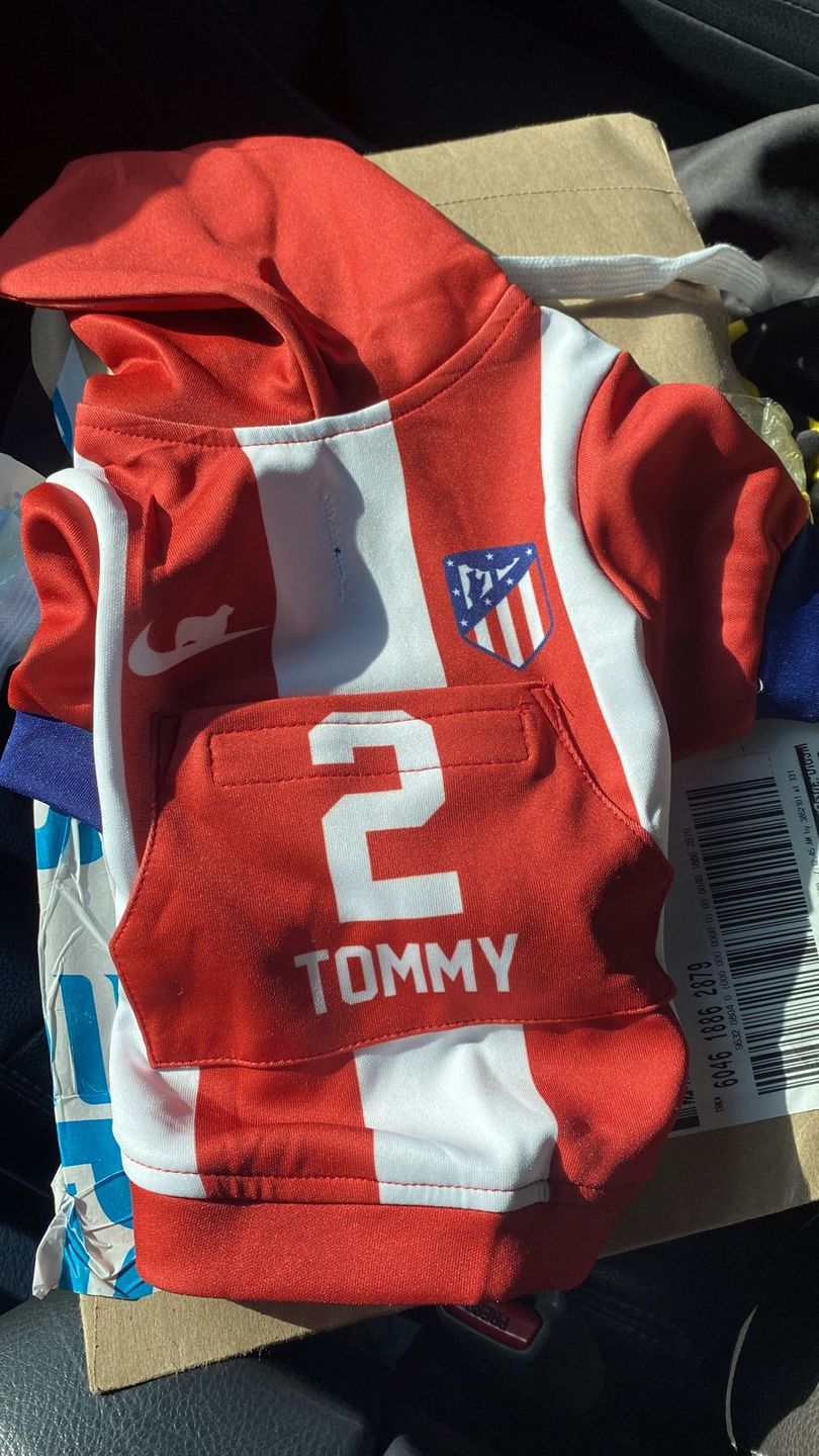 Customer photo review of Atletico Madrid Dog Hoodie