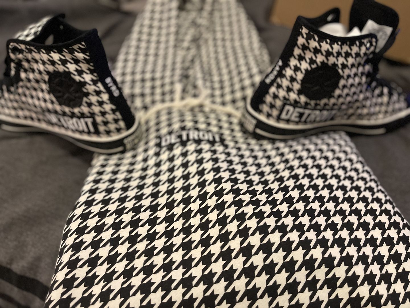 Customer photo review of Ink Detroit Premium Heavyweight Hoodie - Houndstooth