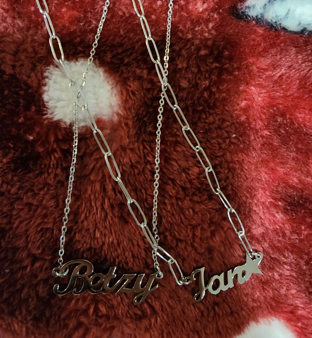 Customer photo review of Custom Name Necklace w/ Paper Clip Chain