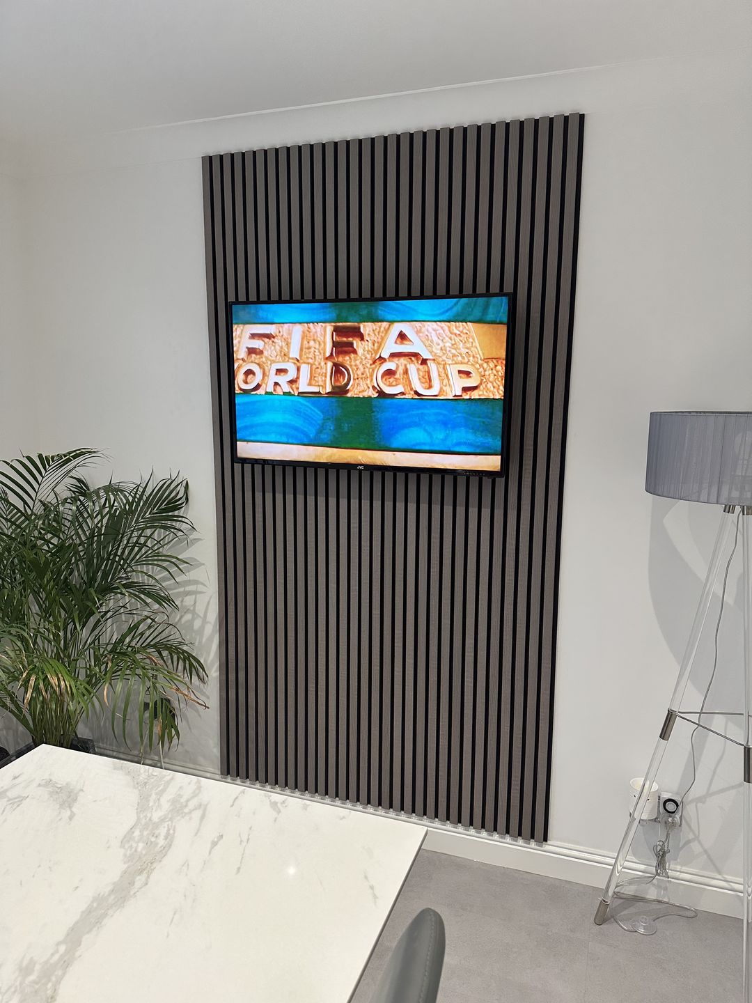 Customer photo review of SlatWall Acoustic Grey Oak