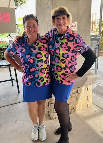 Customer photo review of Neon rainbow leopard Womens golf polo shirts custom name gift for golf lovers NQS4165