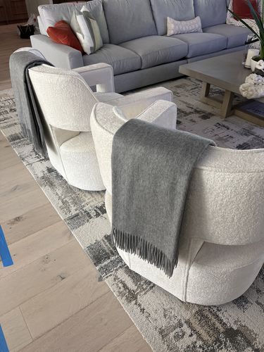 Customer photo review of 50x60 Cashmere Fringed Throw, Flannel Heather