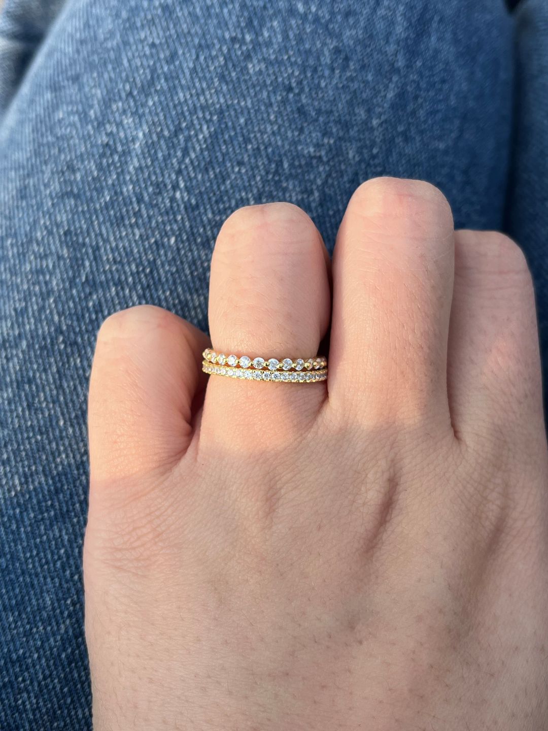 Customer photo review of Louily Classic Round Cut Full Eternity Wedding Band In Sterling Silver