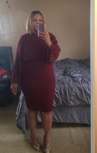 Customer photo review of Cape Top & Tank Dress Sweater Set