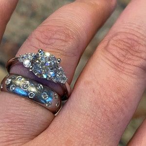 Customer photo review of Sterling Silver Side Three Stone Stackable Cluster Ring