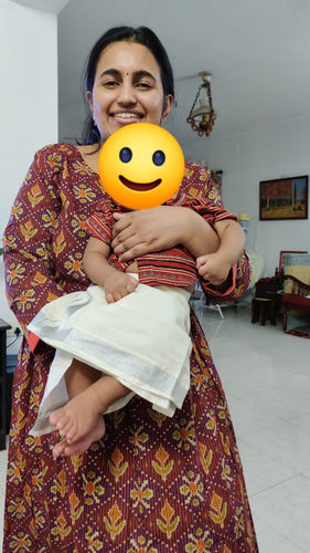 Customer photo review of Brown and Orange Katha Cotton Maxi