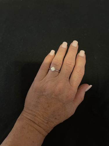 Customer photo review of Classic Solitaire Moissanite Six-Prong Sterling Silver Ring
