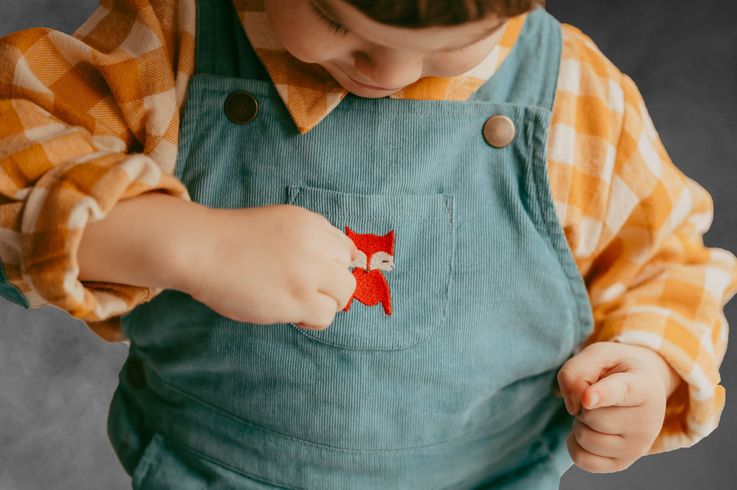 Customer photo review of Embroidered Fox Classic Dungarees