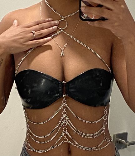 Customer photo review of Chain Detail O-ring Front Halter Neck Tank Top