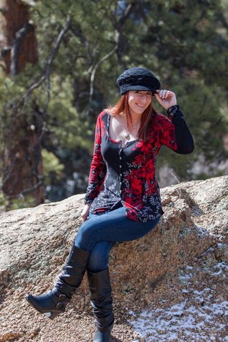Customer photo review of Women's Winter Beret Beanie Hat in Knitted Fleece