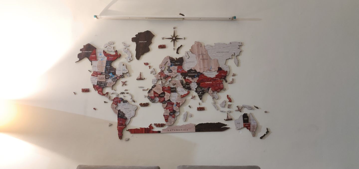 Customer photo review of 3D Wooden World Map Urban