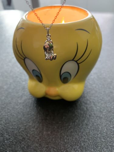 Customer photo review of Looney Tunes Tweety Bird Candle - 925 Sterling Silver Tweety Bird Necklace Collection
