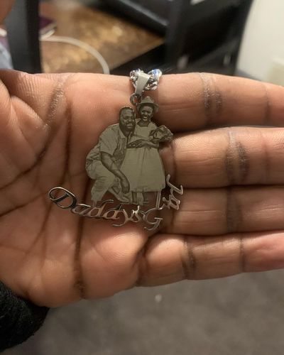 Customer photo review of Lovers Charm™ 18K Custom Engraved Necklace