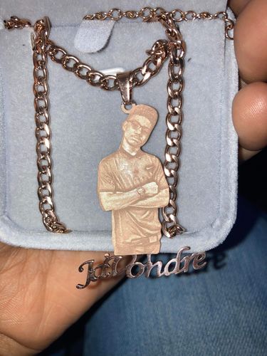 Customer photo review of Lovers Charm™ 18K Custom Engraved Necklace