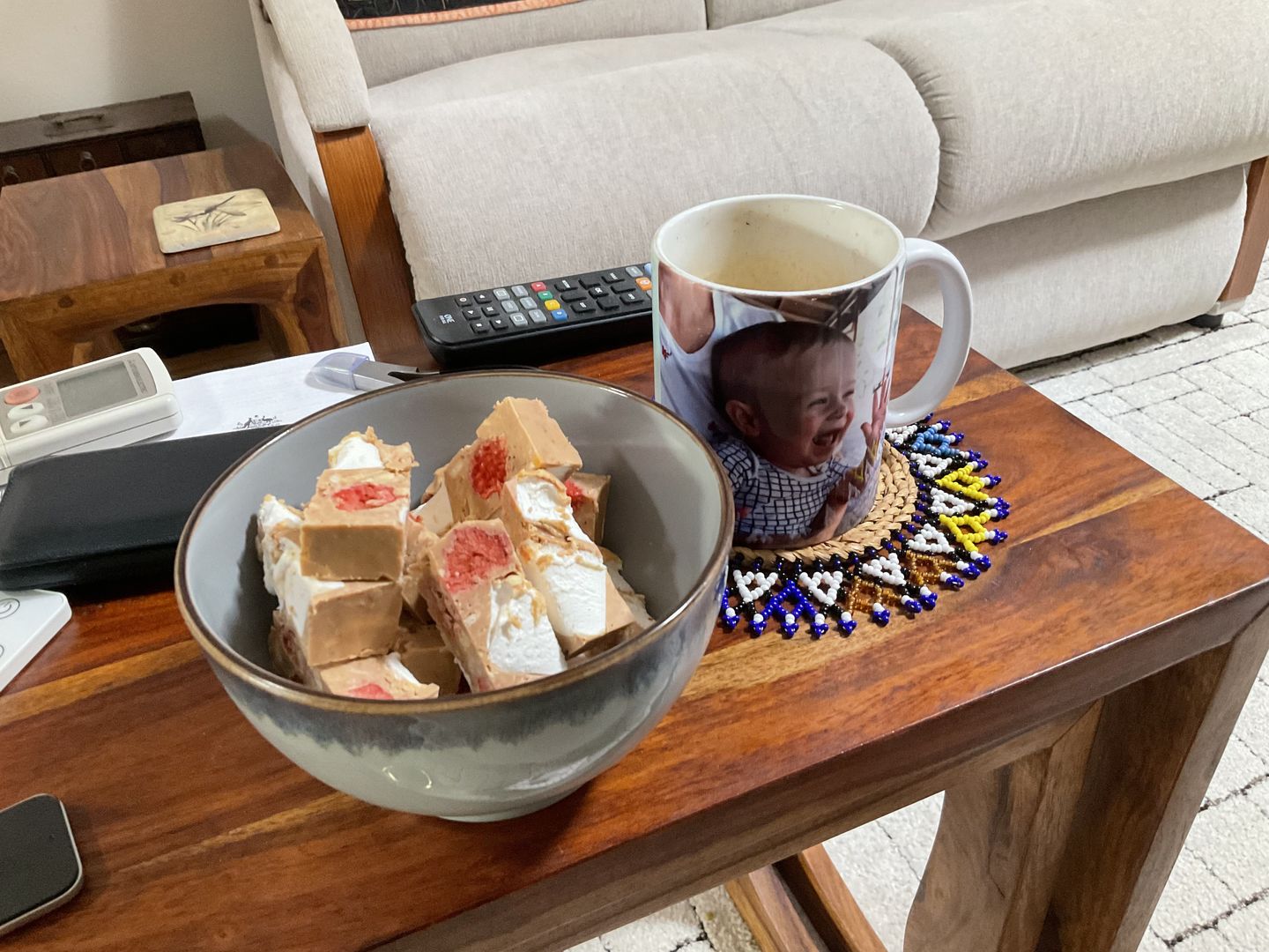 Customer photo review of Rocky Road Strawberries and Almond Caramel Chocolate Block 500g