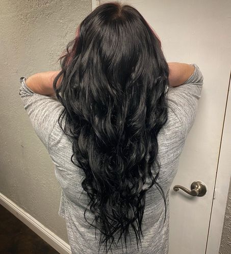Customer photo review of Full Shine I Tip 100% Remy Human Hair Extensions Jet Black (#1)